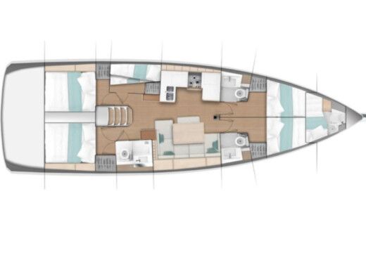 Sailboat  Sun Odyssey 490 Plattegrond van de boot