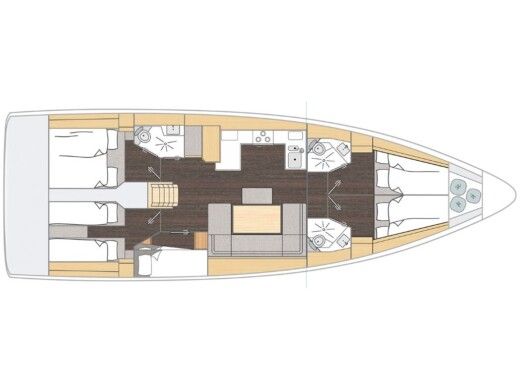 Sailboat  Bavaria C46 Plattegrond van de boot