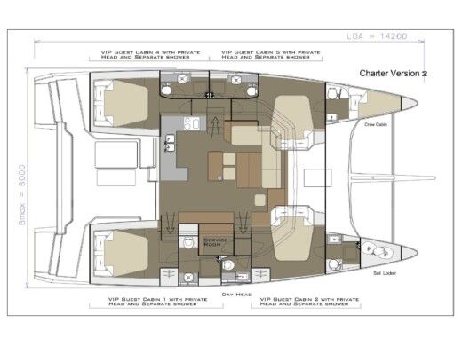 Catamaran Dufour Catamarans 48 Boat layout