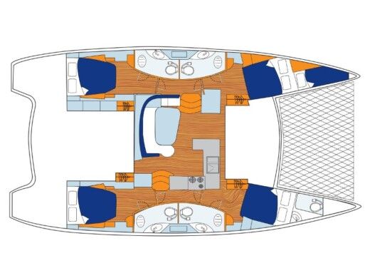 Catamaran  Sunsail 454L Boat layout