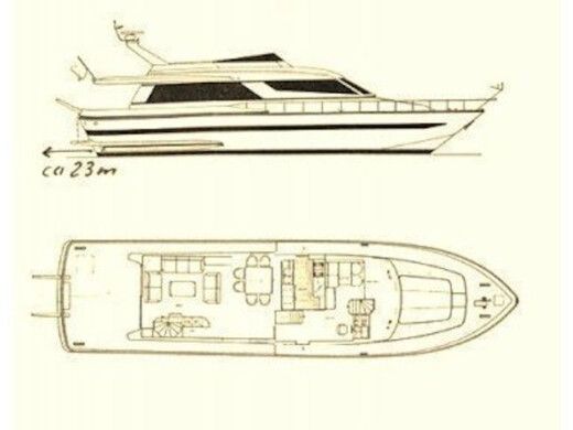 Motor Yacht Falcon Yachts 76 Plattegrond van de boot