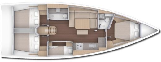 Sailboat Dufour Dufour 430 Grand Large Plattegrond van de boot