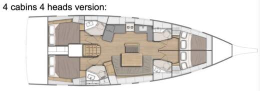 Sailboat Beneteau Oceanis 46.1 Plattegrond van de boot