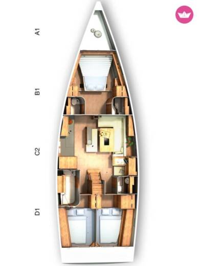 Sailboat HANSE 505 Boat layout