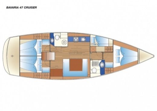 Sailboat Bavaria 47 Cruiser Boat layout