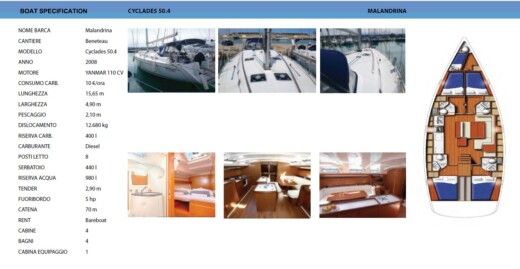 Sailboat Beneteau Cyclades 50.4 boat plan