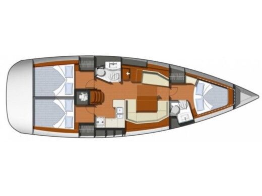 Sailboat Jeanneau Sun Odyssey 42i Plattegrond van de boot