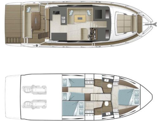 Motorboat Sealine  Sealine F 430  Plattegrond van de boot
