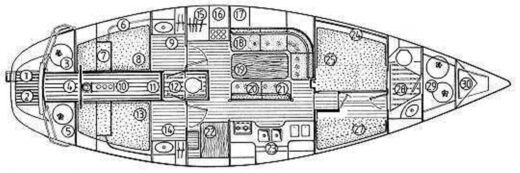 Sailboat Jeanneau Sun-Kiss 47 Boat layout