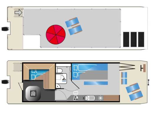 Houseboat KUHNLE-TOURS Sauna-Hausboot (HMR) Plattegrond van de boot