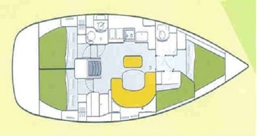 Sailboat Beneteau Oceanis Clipper 411 Planimetria della barca