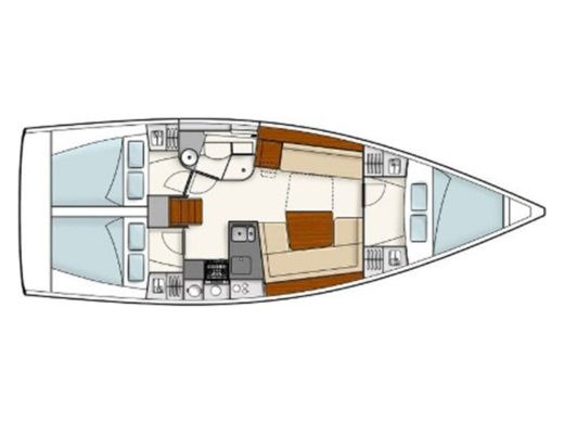Sailboat HANSE 385 Plattegrond van de boot