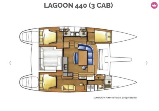 Catamaran LAGOON 440 version propriétaire boat plan
