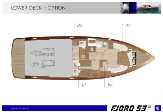 Motorboat Fjord 53XL Boat layout
