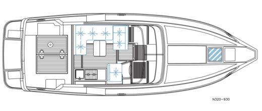 Motorboat Nimbus 320 Coupe Boot Grundriss