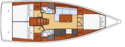 Sailboat BENETEAU OCEANIS 38.1 BT Plattegrond van de boot