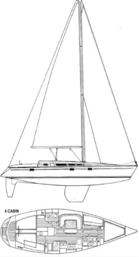 Sailboat Jeanneau Sun Odyssey 44 boat plan
