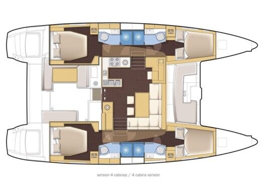 Catamaran LAGOON 450  Flybridge Boat layout