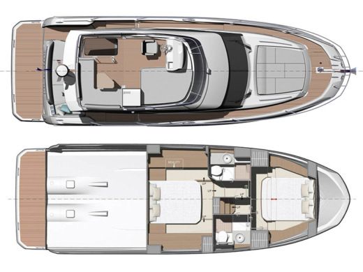 Motorboat Jeanneau Prestige 420 Fly Planimetria della barca