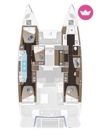 Catamaran Lagoon Lagoon 51 4+1 cab Boat layout