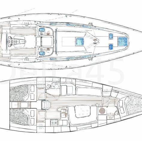 Sailboat Delta Delta 45 Plano del barco