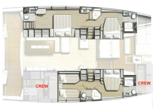 Catamaran  Bali 5.4 4 cab Plano del barco