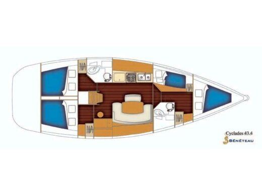 Sailboat BENETEAU CYCLADES 43.4 Boat layout