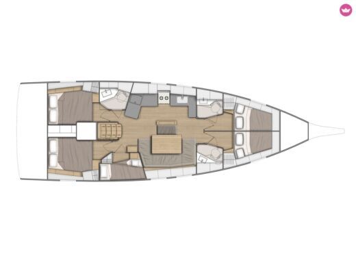 Sailboat  Oceanis 46.1 - 5 cab Boat layout