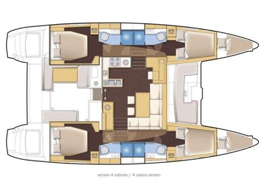 Catamaran Lagoon Lagoon 450 Fly Plattegrond van de boot