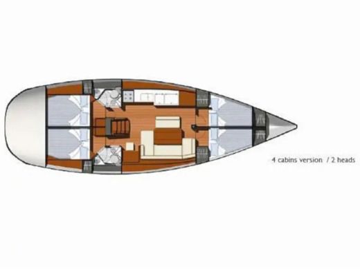 Sailboat  Sun Odyssey 44 i Σχέδιο κάτοψης σκάφους