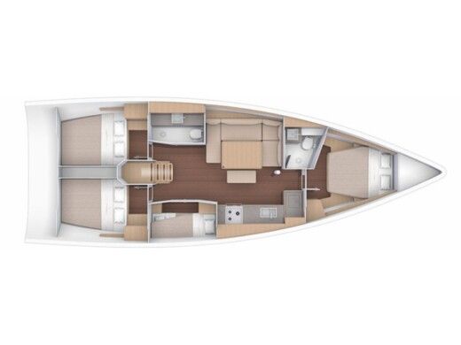 Sailboat  Dufour 430 Grand Large Plattegrond van de boot