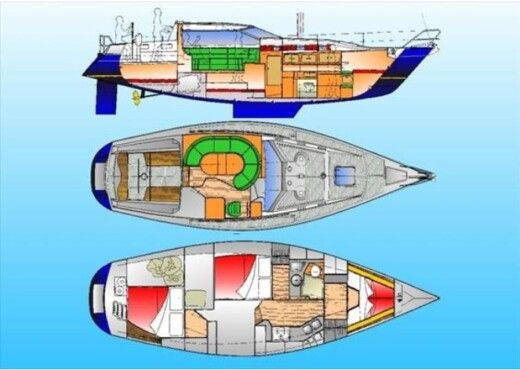 Sailboat Vd Stadt 41 Norman Deck saloon Plan du bateau