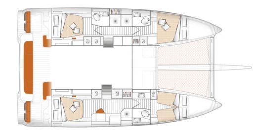 Catamaran Beneteau EXCESS 14 Plattegrond van de boot