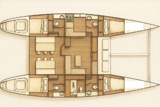 Catamaran CNB Lagoon 570 Boot Grundriss