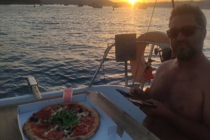 Sunset and diner in the bay