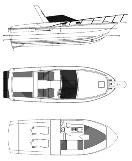 Motorboat Mochi Craft Dominator 31 Boot Grundriss