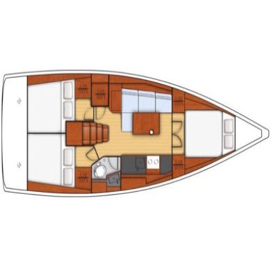 Sailboat Beneteau Oceanis 38.1 Σχέδιο κάτοψης σκάφους
