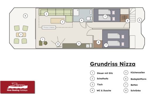 Houseboat Campiboat Campi400 Plattegrond van de boot
