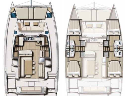 Catamaran  Bali 4.1 Plattegrond van de boot
