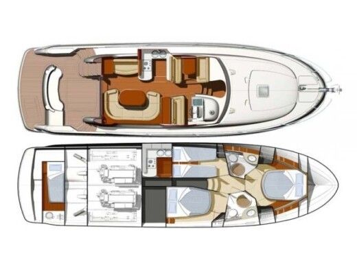 Motorboat JEANNEAU PRESTIGE 46 FLY boat plan