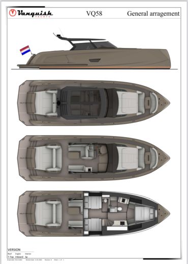 Motor Yacht Vanquish 58’ T-top Boat layout