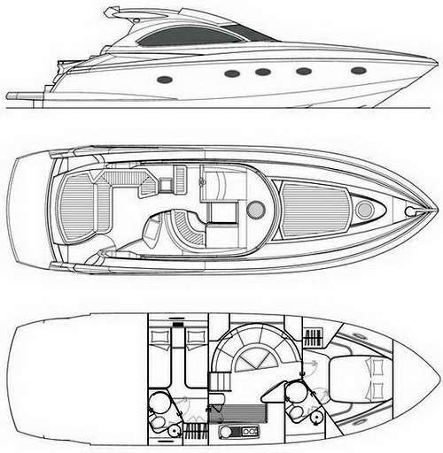Motorboat Sunseeker Portofino 47 boat plan