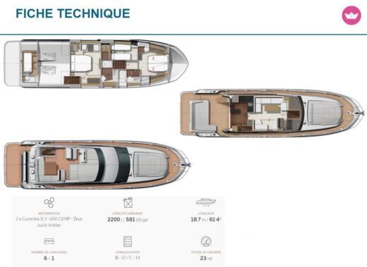 Motor Yacht Jeanneau Prestige 590 fly Boat layout