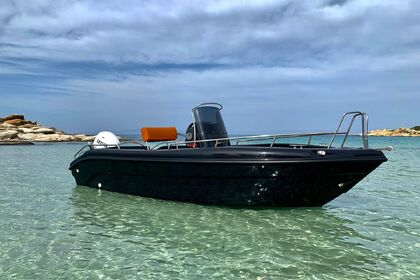 Hire Motorboat Poseidon blue water 170 black Poseidon Milos
