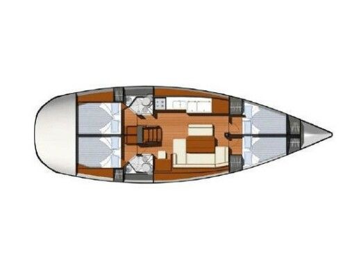 Sailboat Jeanneau Sun Odyssey 44i Plattegrond van de boot