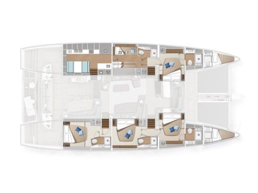 Catamaran  Lagoon Sixty 5 Plattegrond van de boot