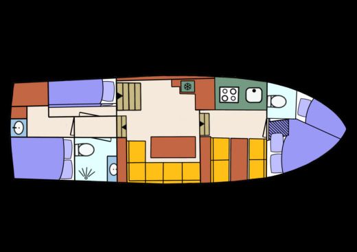 Houseboat Adrea Valk 1270 Plattegrond van de boot
