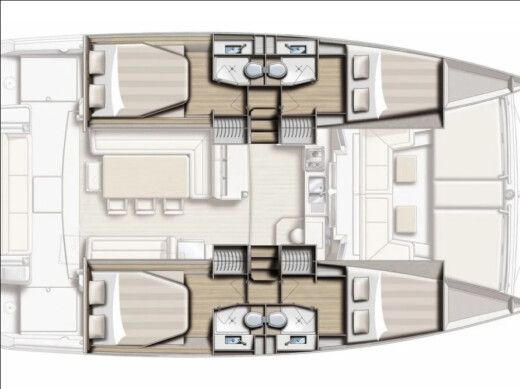 Catamaran  Bali 4.1 Plattegrond van de boot