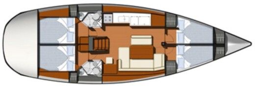 Sailboat Jeanneau Sun Odyssey 44 i Σχέδιο κάτοψης σκάφους