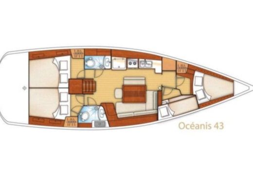 Sailboat Beneteau Oceanis 43 Planimetria della barca